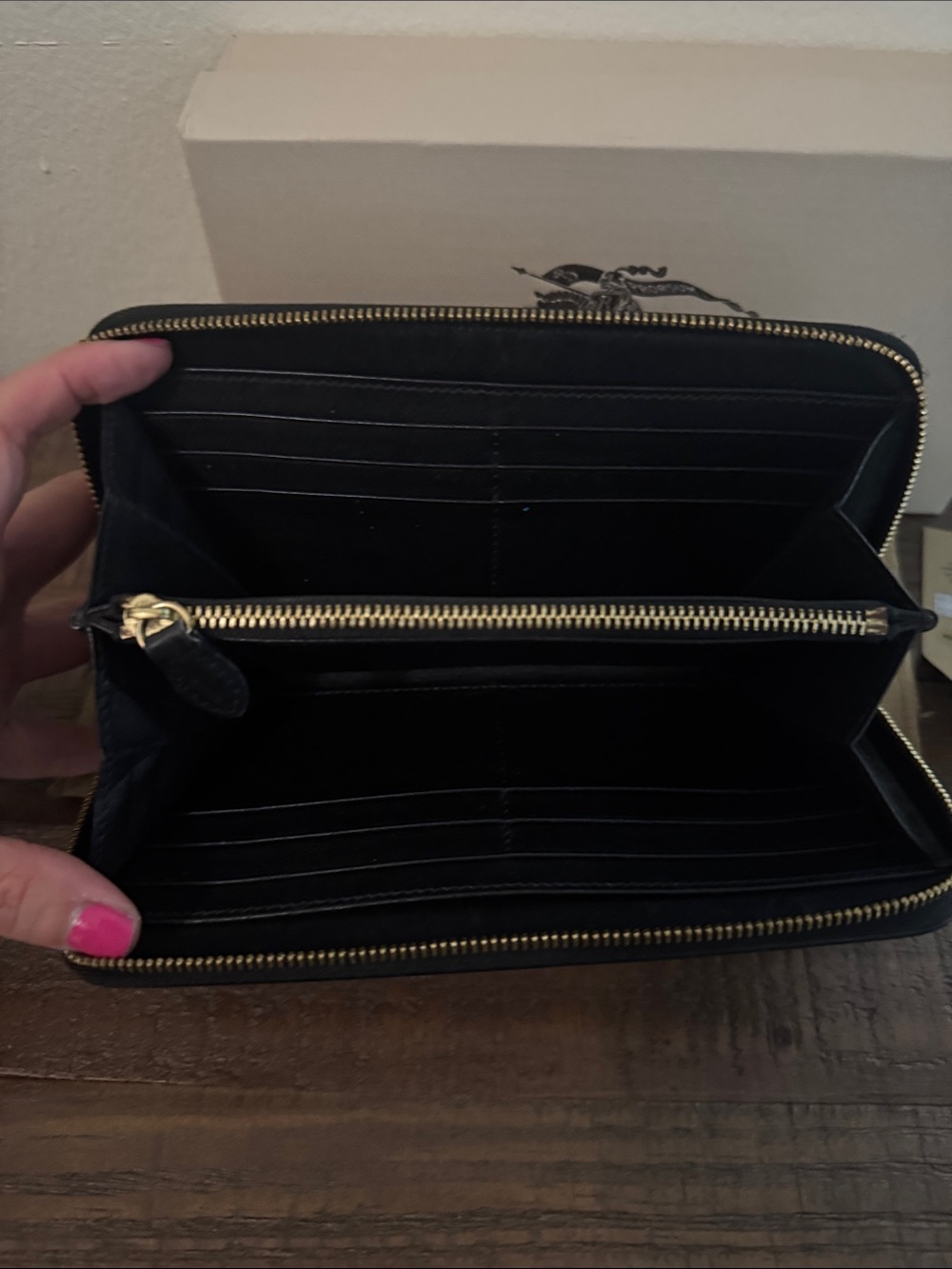 Burberry Black House Check Derby Leather Wallet Authentic - Picture 10 of 15